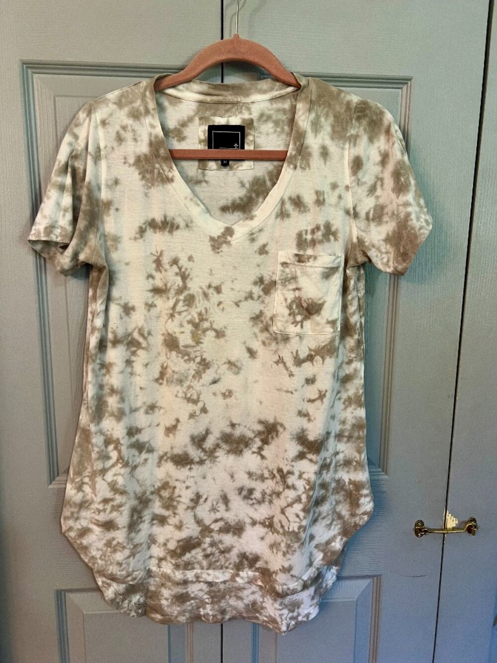 Lily & Lottie Tan Tie-Dye V-Neck Tee Tunic